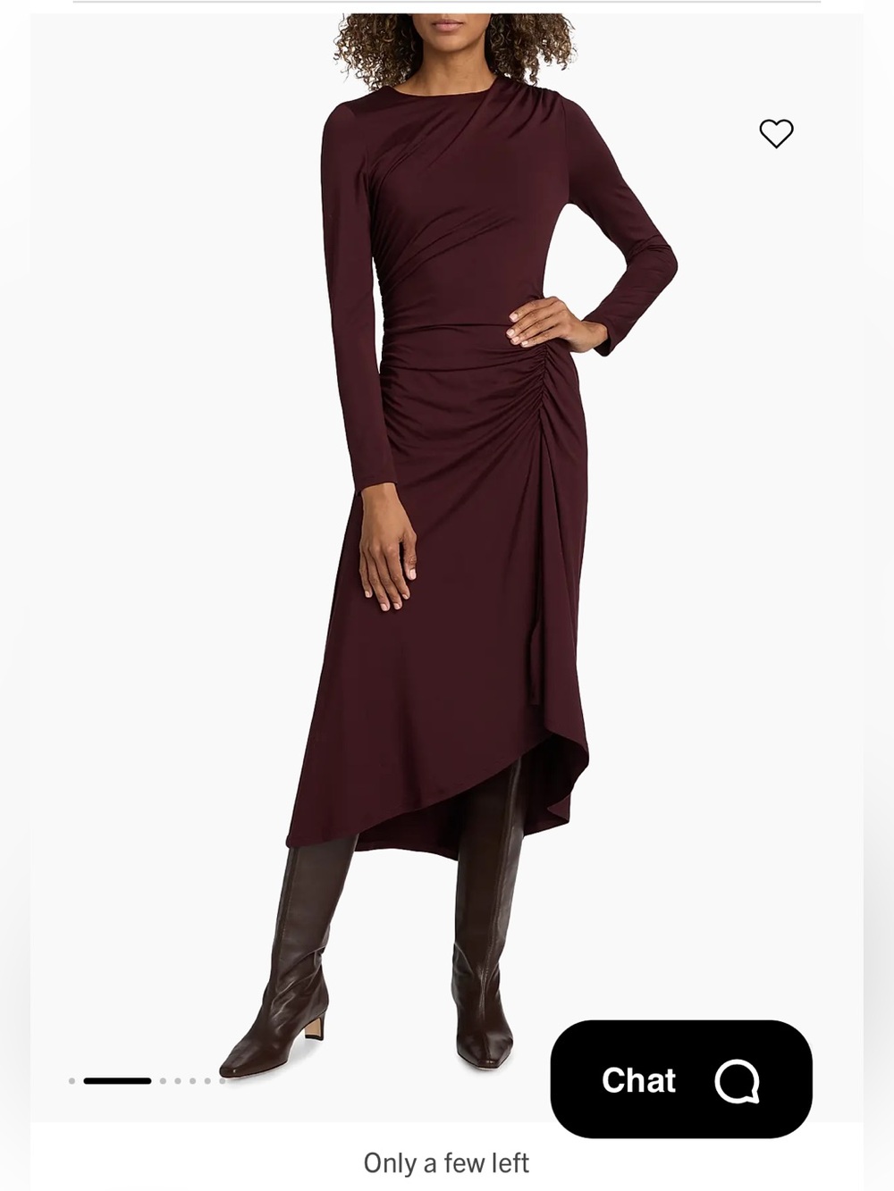 NWOT Veronica Beard RAISIN THEODORA LS RUCHED MIDI DRESS Size S